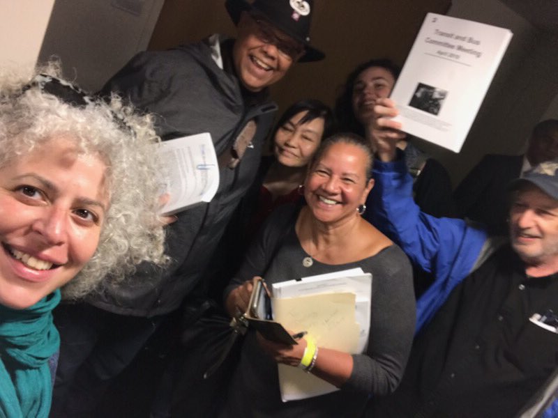 GrandStreetDems's tweet photo. District Leaders @claskow & @DaisyPaezLES are waiting outside the @MTA board meeting and are signed up to speak out against cuts to local #M14 service on the #LES! #SaveM14Service https://t.co/qIMMwyVDES