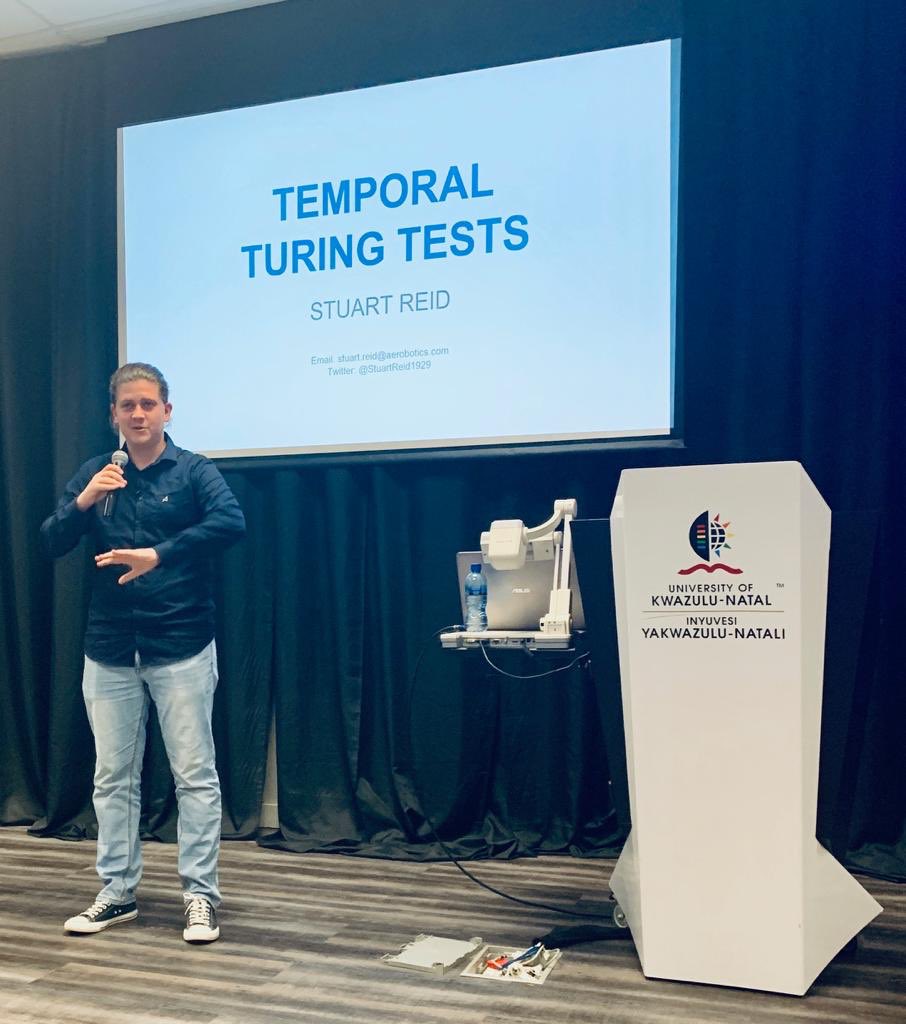 Deep Learning Indaba𝕏 South Africa (@deepindabax_za) on Twitter photo @Aerobotics_SA's Head of Data Science <a href="/StuartReid1929/">Stuart Reid</a> kicks off his talk on Temporal Turing Tests 🧠 #IndabaXSouthAfrica @Aerobotics_SA's Head of Data Science <a href="/StuartReid1929/">Stuart Reid</a> kicks off his talk on Temporal Turing Tests 🧠 #IndabaXSouthAfrica