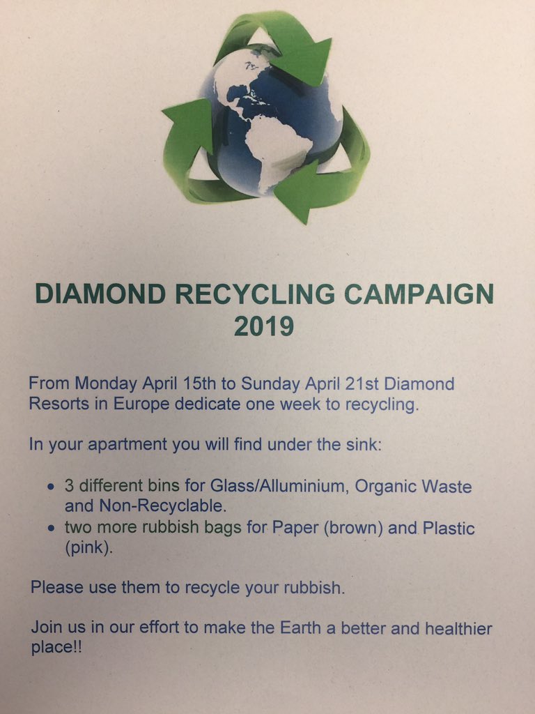 A_Alegrini's tweet photo. #DiamondRecyclingCampaign has started in #PalazzoCatalani #Italy #ResortManager @A_Alegrini welcoming #guests and explaining why #recycle #DiamondGoGreen #DiamondResorts #Green_Hotelier #savetheplanet https://t.co/4Gt9LeBpjC