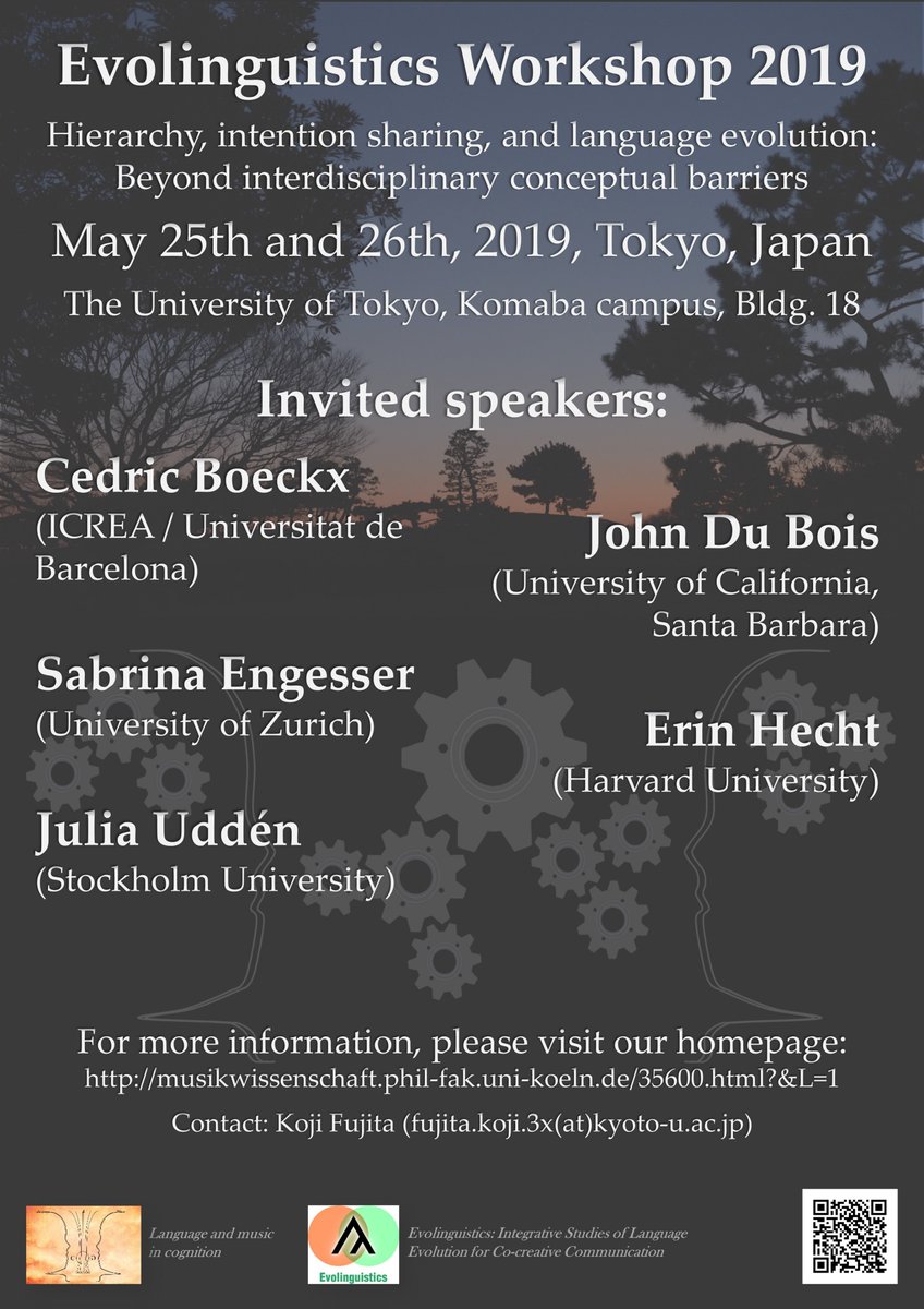 Rie Asano (@asano_rie) on Twitter photo <a href="/cedricboeckx/">cedric boeckx</a> <a href="/cheekybabbler/">cheekybabbler</a> <a href="/julia_udden/">Dr. Julia Uddén</a> <a href="/evolinguistics/">共創言語進化</a> <a href="/LangMusCog/">Language and Music in Cognition</a> Evolinguistics 2019 Workshop ''Hierarchy, intention sharing, and language evolution: Beyond interdisciplinary conceptual barriers'' on May 25th and 26th in Tokyo, Japan! Abstract submission deadline is April 26th, 2019! Don't miss it!!! <a href="/cedricboeckx/">cedric boeckx</a> <a href="/cheekybabbler/">cheekybabbler</a> <a href="/julia_udden/">Dr. Julia Uddén</a> <a href="/evolinguistics/">共創言語進化</a> <a href="/LangMusCog/">Language and Music in Cognition</a> Evolinguistics 2019 Workshop ''Hierarchy, intention sharing, and language evolution: Beyond interdisciplinary conceptual barriers'' on May 25th and 26th in Tokyo, Japan! Abstract submission deadline is April 26th, 2019! Don't miss it!!!