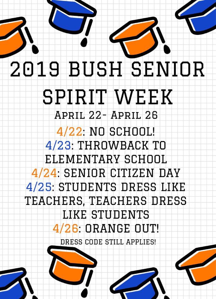 bush_2019's tweet photo. SENIOR SPIRIT DAYS!!! Let’s show out for one last time ! https://t.co/lGNuoWAysp