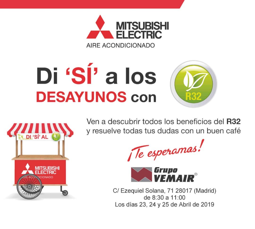 VEMAIR's tweet photo. @MitsuElect Empezamos nosotros los días 23-24-25 de este mes en c/Ezequiel Solana 71 Madrid #diSíalR32 #resolvemostusdudas #r32 #domestico #MrSlim #hybrid #ecodan #aireacondionado #climatización #aerotermia #calefaccion https://t.co/ki3orUVFFt