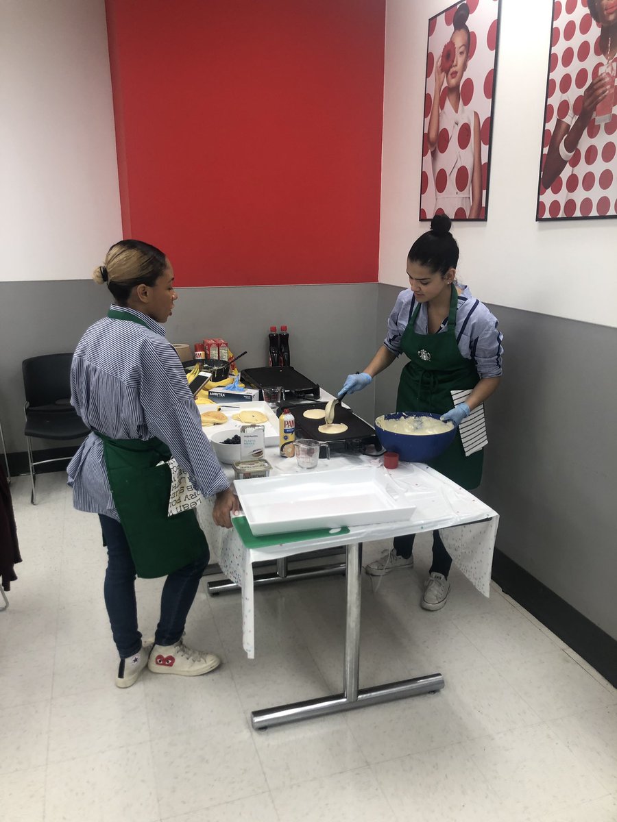 It’s #PancakeDay here at T2212  w/ <a href="/britt_tgt/">Britt</a> &amp; <a href="/yulia_huertas/">Yulia Huertas</a> as our 👩🏼‍🍳👩🏻‍🍳 chefs. #HeartyBreakfastMonday #BrooklynJunction #WeGotThis