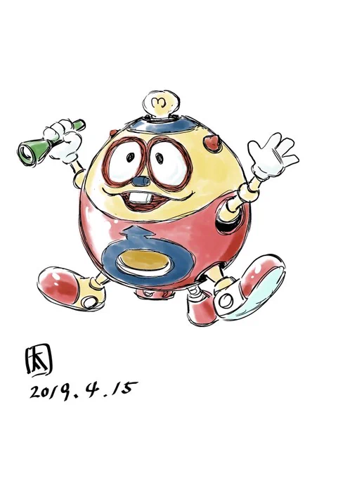 ロボダッチ のタマゴロー描いた。童心に帰るわ〜ww 