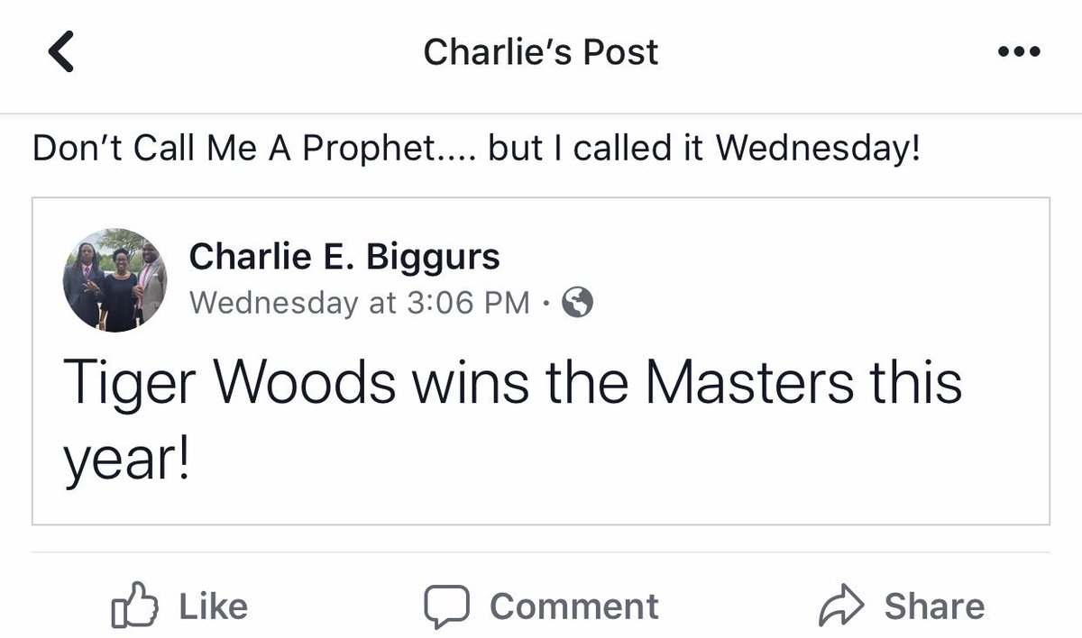 BiggursCharlie's tweet photo. @ShannonSharpe @TheMasters Here’s my proof I called it Wednesday! https://t.co/au5Xsu4prS