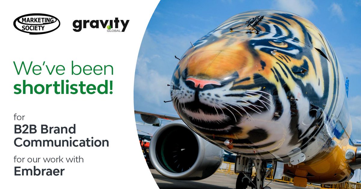 GravityLondon's tweet photo. We at #GravityGlobal are delighted to have been shortlisted for this year’s @TheMarketingSoc Brave Awards for our work with @embraer https://t.co/ru49pNSh1K