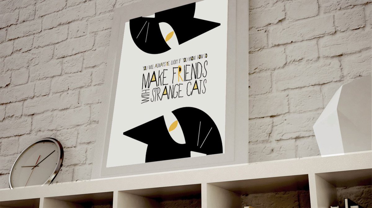 #etsy shop: CAT quote poster 4 Black Cat Prints And Posters - art print by nicemiceforyou etsy.me/2XgwYON #art #print #digital #black #housewarming #white #qoute #illustratedqoutes #cat