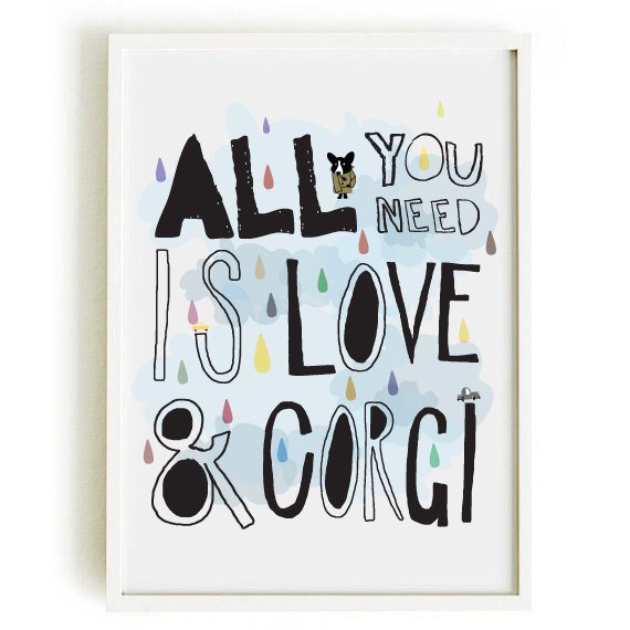 #etsy shop: CORGI quote art print - cardigan welsh corgi illustration -art print by nicemiceforyou etsy.me/2Z8Ufnz #art #print #digital #black #housewarming #modern #animal #english #corgi