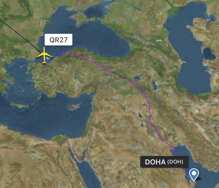 aviationdk's tweet photo. ALERT: Qatar Airways flight #QR27 from Doha to Manchester diverted to Istanbul Airport. https://t.co/WoisKZPRFb