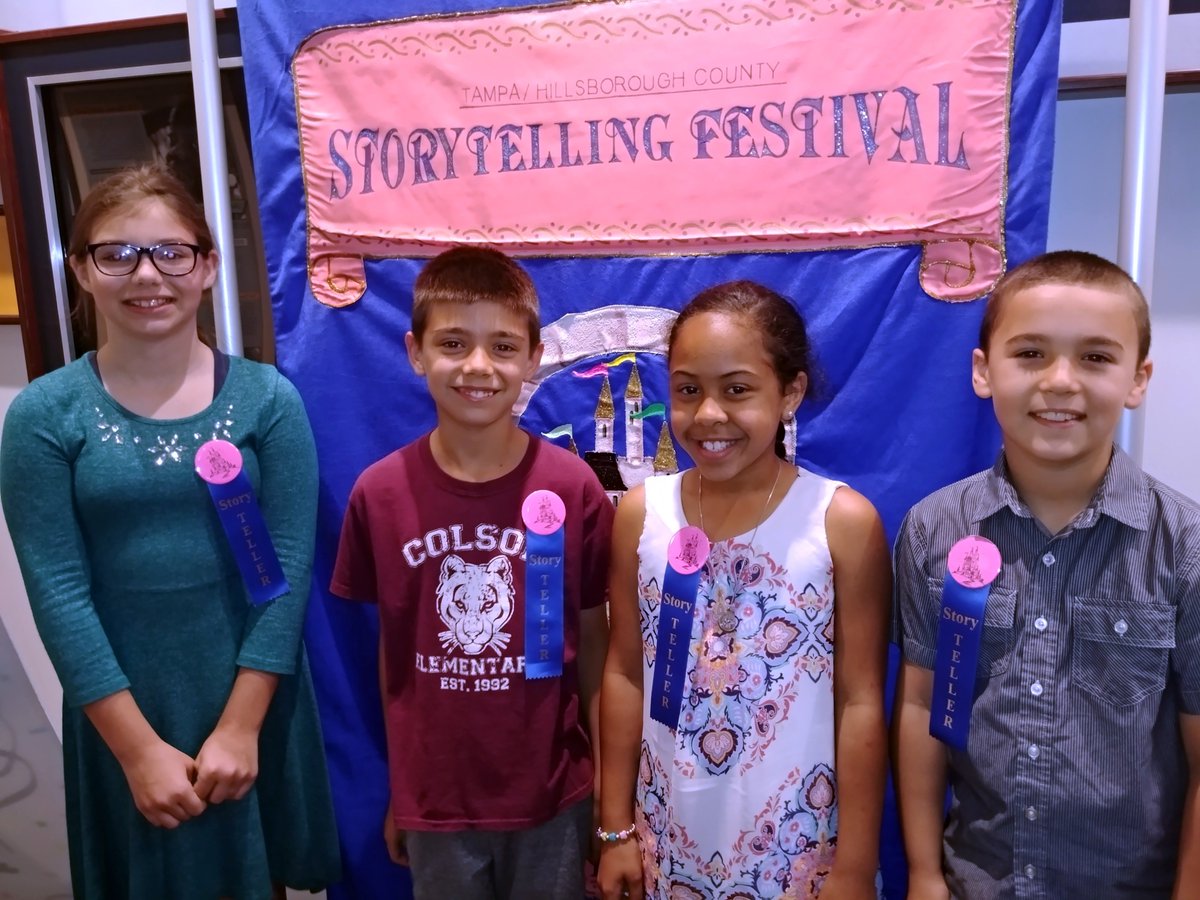 ColsonES's tweet photo. @ColsonES Festival Quality Storytellers at the Hillsborough Storytelling Festival. Proud of our Colson Cougar storytellers. Oh, the tales they told! #ColsonES #ColsonPride #hubofschool #tellmeastory #justthebeginning https://t.co/biHYNqCg0x