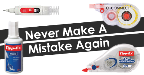 TribuneOffice's tweet photo. Made a mistake, no problem – check out our many correction products and never worry about a mistake again! #CorrectionPen #TippEx #BIC #CorrectionFluid https://t.co/Rqc4NjiUUY https://t.co/eFhnGTrREX