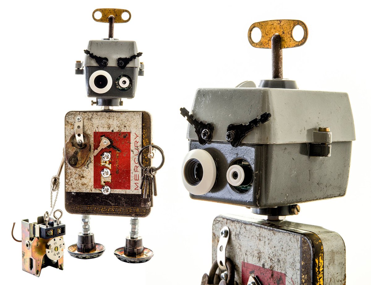 Thanks for the kind words! ★★★★★ "Lockey and Brains are just the most fabulous duo and we love them to bits! Thank you so much 😊" PPidge etsy.me/2UGb7TV #etsy #art #sculpture #foundobject #robot #foundobjectrobot #tinfolk