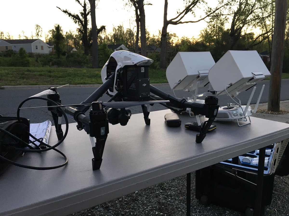 bhallphotog's tweet photo. Getting ready to help fly our @WFMY  Drone #RedBird2 with @AztecPhotog near Peeler Elementary School on the one-year anniversary of the Tornado that hit @greensborocity https://t.co/h1p7tgKLo5