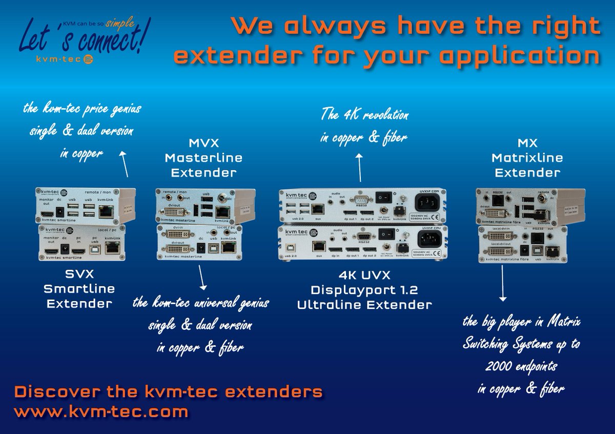 kvmtec's tweet image. We always have the right extender for your application – find the right one for you!
 kvm-tec.com
 #kvmextender #switching #switchingsystem #extendervariety