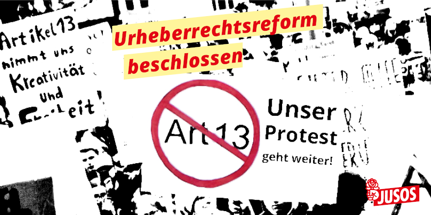 jusos's tweet photo. Wir bedauern,dass der Rat heute die #Urheberechtsreform beschlossen hat. Das bleibt falsch. Diese Niederlage ist bitter. Gleichzeitig ist der Kampf gegen #Artikel13 ein wertvoller Schritt zu einer stärkeren, lauteren & aktiveren netzpolitischen Community. #Copyright #Uploadfilter https://t.co/Vh6mfMtGU2