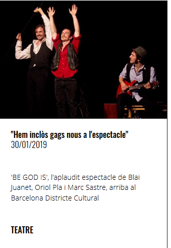 BcnDCultural's tweet photo. Arriben amb sorpreses, perquè han inclòs nou material. Ens ho explicaven en aquesta entrevista: https://t.co/Ao6DVV1dlc 

BE GOD IS

👉25/4 @CotxeresCasinet 
👉26/4 @ccbarodeviver 
👉27/4 @CCPereQuart https://t.co/e1dbMAN3VJ