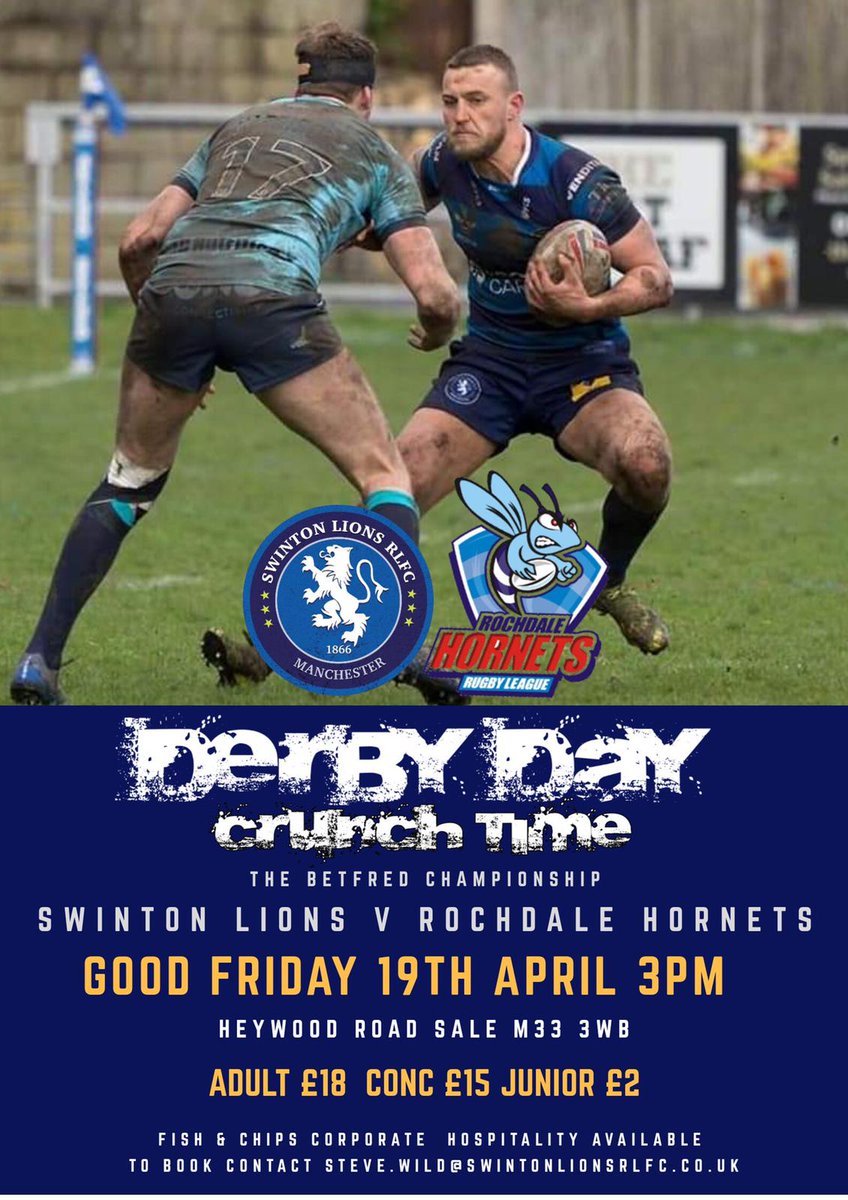 Swinton_Lions's tweet photo. 😅 GAME WEEK IS BACK!

The #Lions return to Heywood Road this week for the Good Friday derby! 🦁 https://t.co/NQOtQCW5cE