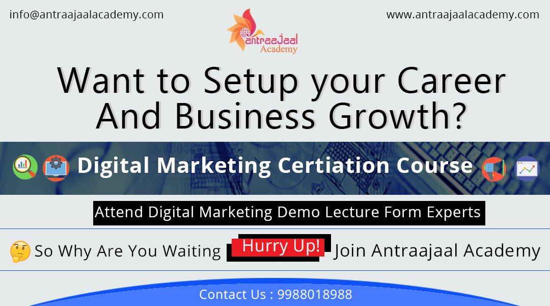 antraajaalacademy.com
Ready to take your professional #career to the next level? Check out the best digital marketing courses available today in Chandigarh
#FreeDemoClass #DiscountOffer #FreeInternship Available
Don't Wait for🏃‍♂️🏃‍♀️Join #AntraajaalAcademy
Contact us: 99880-18988