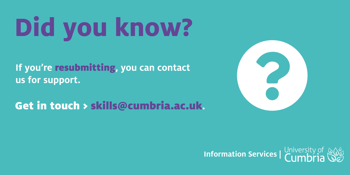 UoCSkills's tweet photo. Resubmitting? Don't forget to get in touch for help and support! #SkillsSupport#BeResubmissionReady 😎 https://t.co/zlMHpPNIyP