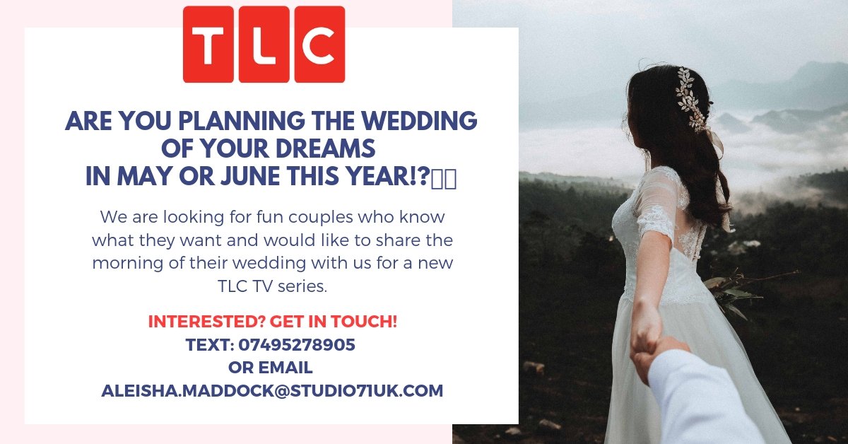 Are you planning the #wedding of your dreams in May or June this year? <a href="/tlc_uk/">TLC UK</a> are looking to feature UK couples in brand new wedding series all about the morning of the wedding! Interested in learning more? Get in touch! Complete our registration form  bit.ly/2VCat6d