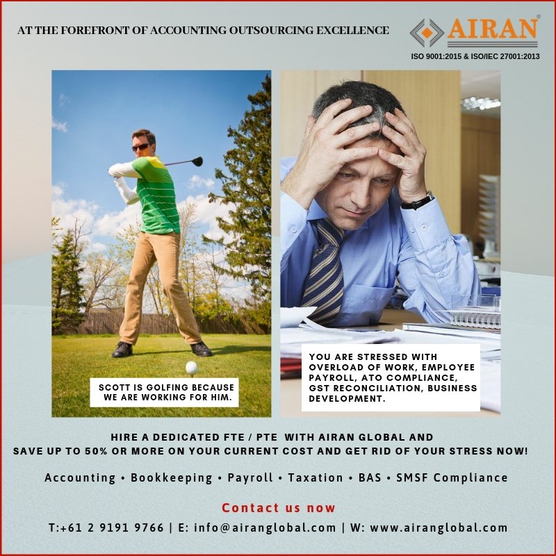 Hire our expert outsourcing #Accounting, #Bookkeeping &amp; #Payroll team and Free up your time &amp; save up to 50% on your current overhead. 

Visit airanglobal.com  to learn more and FREE consultation.  

#Outsourcing #SMSF #Tax