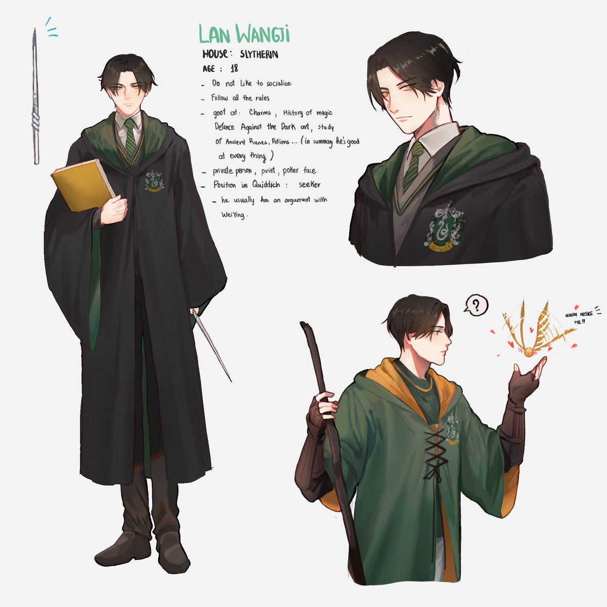 #MoDaoZhuShi AU [ Harry Potter ] 
in all this art i like the most is Quidditch costume ❤️❤️😆 
#ปรมาจารย์ลัทธิมาร #魔道祖师 