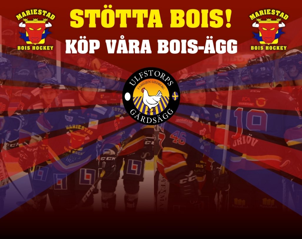 Från och med onsdag kommet Bois-äggen att finnas att köpa på Ica Oxen. Stötta Mariestad Bois Hockey genom att köpa Bois-äggen. Perfekt nu såhär innan påsk! #boishockey #stöttabois #icaoxen #ulfstorpsgårdsägg
