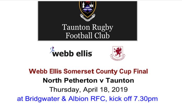 tauntonrfc's tweet photo. 🔥Somerset Cup final action🔥
Taunton Warriors 🆚 @NPethertonRFC 
📅 18/04/2019
🕢 19:30 Kick off 
🎟️ £5 Entry 
🏟️ Venue: @BridgwaterRugby https://t.co/6CS1T6Jluz