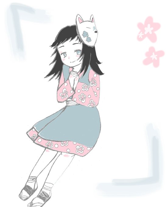 まっちさんがTwitterに投稿した真菰(鬼滅の刃)のイラスト。