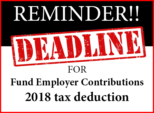 Today is the last day to file individual and/or corporate tax returns + fund employer contributions to take 2018 tax deduction! (sole proprietor or C-corp) #Taxday #IRS #deductions
