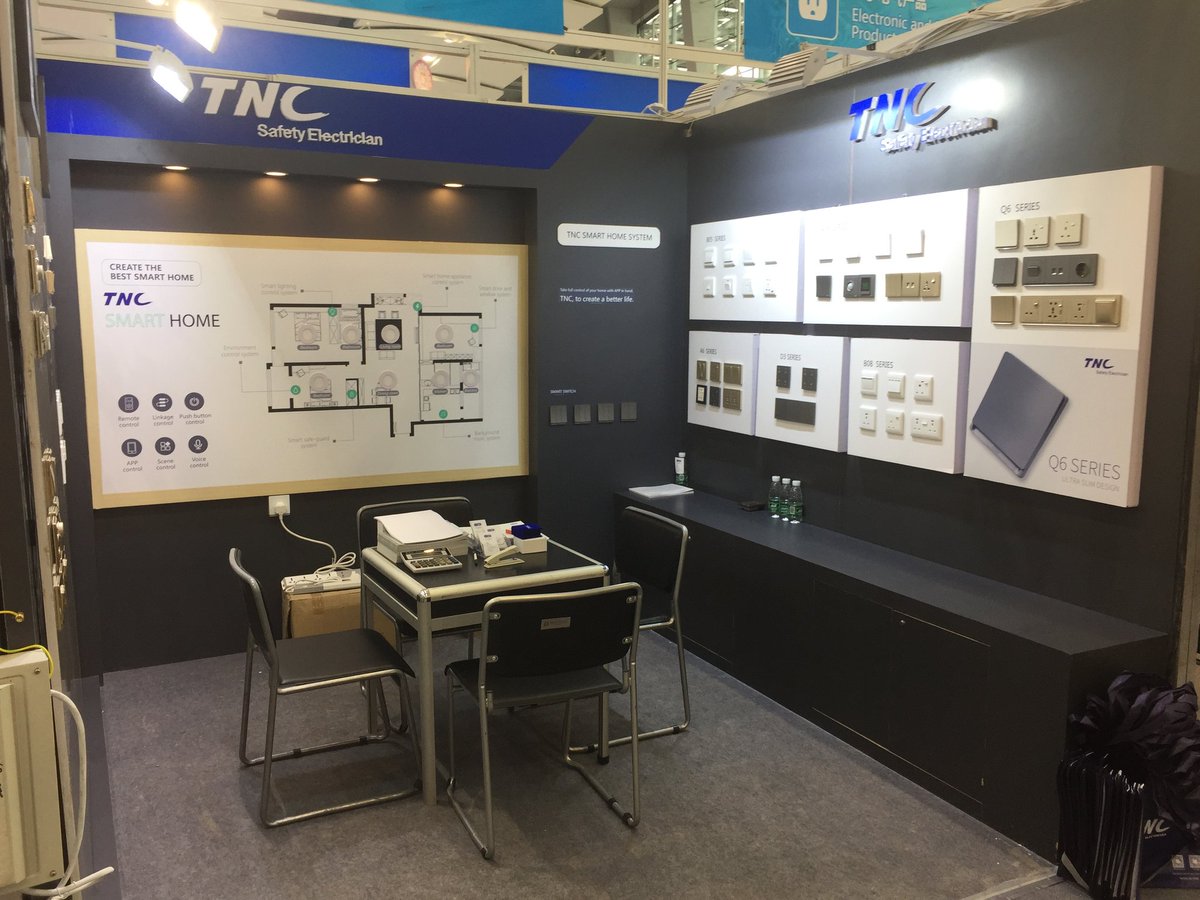 TNC_David's tweet photo. TNC in Canton fair first day. #Cantonfair #Electrical #Wiringaccessories #SmartHouse #smarthome #homeautomation https://t.co/zKs0dzl57G