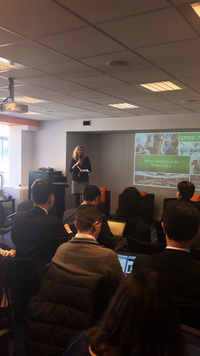 EPEESecretariat's tweet photo. Kicking-off the EPEE Industry Roundtable! Full room today and again a full agenda for this edition of our roundtable: now starting with an update on HFC prices from @OekoRecherche #hvacr #HFCs #refrigerants https://t.co/W0BfU6MF6c