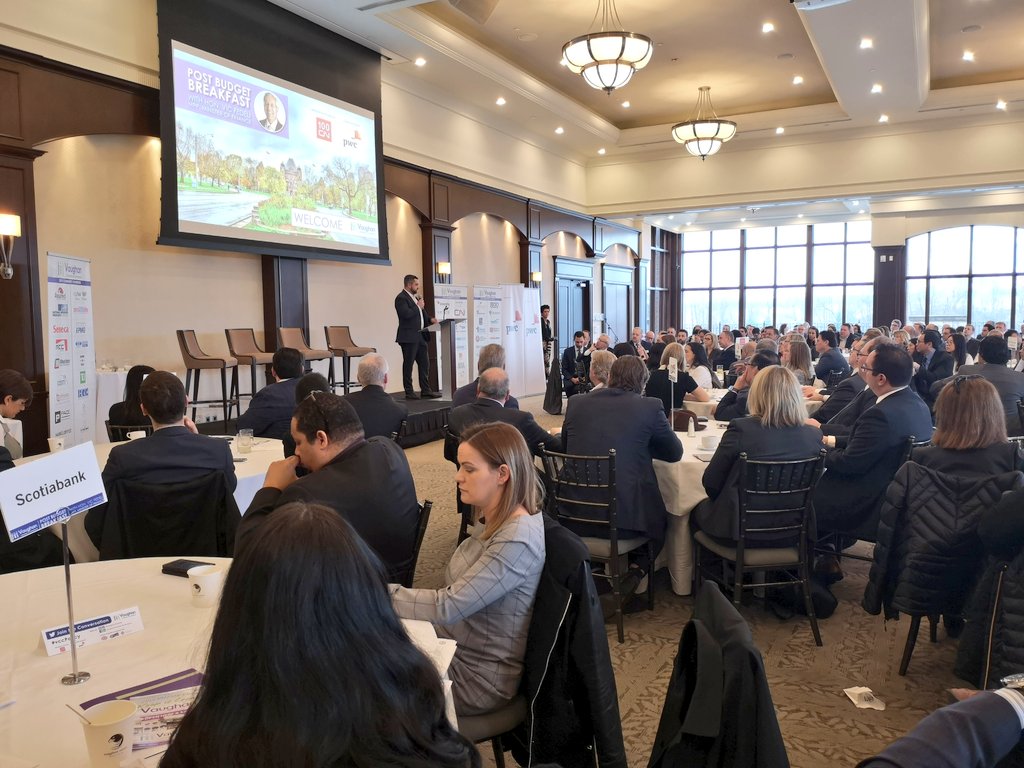 VaughanChamber's tweet photo. Thank you to @CNRailway for being the Presenting Sponsor for the Vaughan Chamber's Post Budget Breakfast with Minister @VictorFedeli. #vccPolicy #onpoli https://t.co/KdlFzPwkyG
