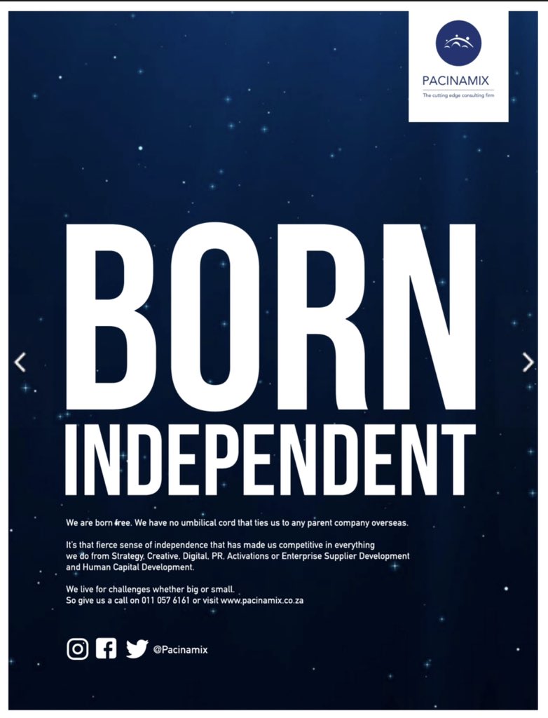 pacinamix_za's tweet photo. We were recently featured in the latest issue of Black Business Quarterly magazine. Read about what we do and what we stand for here #BornIndependent https://t.co/cLVkbAvuiS