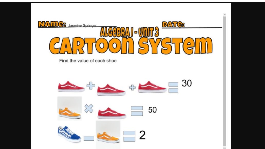 NTSD1to1tech's tweet image. NHS Ss in Mr. Iachetta's Math classes made #GoogleHyperdoc Cartoon Systems with #GoogleDrawings &amp;amp; uploaded to @padlet  for all to see &amp;amp; try. @NeptuneSchools @TamiCrader @mgristina @DrSAMillaway @DataGuy2002 @lovelandtech  @FordMachado @jl_demaio @valderitajr #GoogleMath
