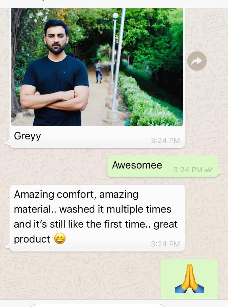 GreyyBasics's tweet photo. A satisfied customer is the best business strategy of all !! 
Thank you @raghavbehani  for your feedback on GREYY T-shirt !! https://t.co/hESdTiGkbT