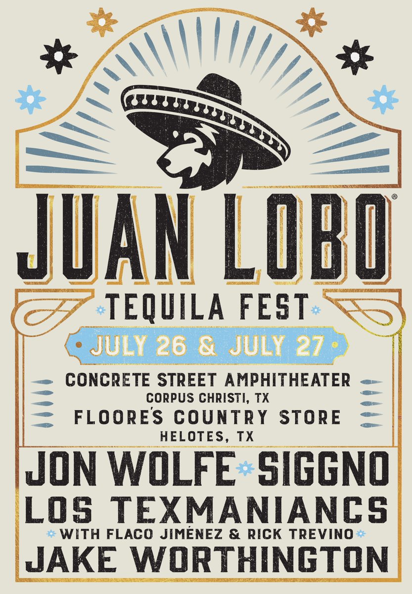 juanlobofest's tweet photo. TEXAS!! We're so excited to announce the 2nd Annual Juan Lobo Fest Featuring @jonwolfe ,@Siggno , @texmaniacs74,@RickTrevinoMain , and @JDW_Music will take place at @ConcreteStreet  in Corpus Christi TX on Friday July 26th and @Floores in Helotes TX on Saturday July 27th! https://t.co/8yfbMhvSnM