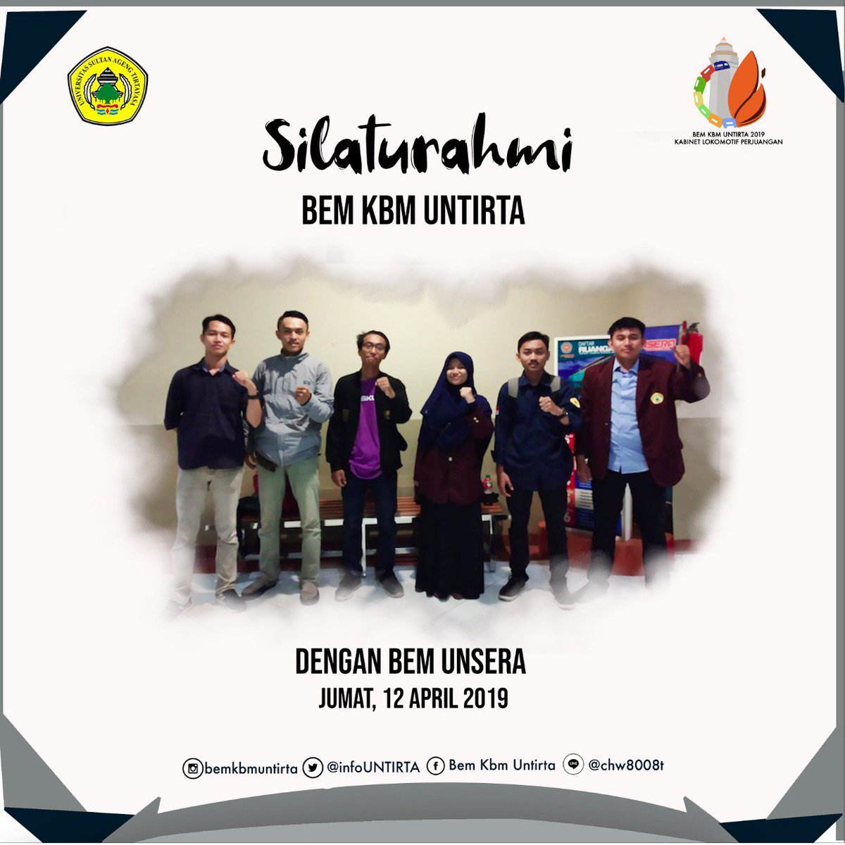 Silaturahmi BEM KBM Untirta dengan BEM Unsera pada hari Jumat, 12 April 2019

Beberapa poin yang telah disepakati diantaranya adalah:
1. Silaturahmi BEM KBM Untirta dengan BEM Unsera dilaksanakan untuk memperkuat jaringan antar kampus di Banten.
Lanjutan :
instagram.com/p/BwMNWxujAtJ/…