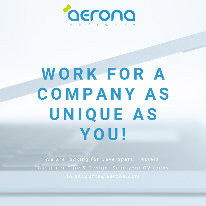 AeronaClinic's tweet photo. We are hiring! If you are interested in taking your career to the next level send us your CV today to accounts@aerona.com today. #aeronasoftware #cloudsoftware #jobsderry #jobsni #jobs #developers #customercare #trainer #dba #testers #softwarecompany https://t.co/ghblJnV3lK