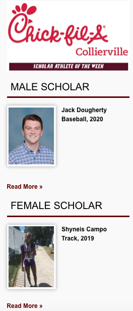 Collierville_AD's tweet photo. Congrats to our @CHSDragons Scholar Athletes of the Week. Representing Baseball - Jack Dougherty and Track - Shyneis Campo. Dougherty got the district championship win over Germantown and the save vs. Grace Christian. Campo had 17pts at the Houston Classic to lead all Dragons. https://t.co/rko6dM3Ld8