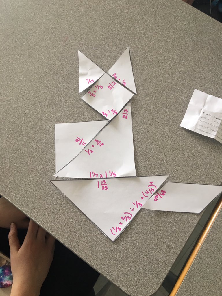 MlleFelice's tweet photo. Les fractions + les Tangrams= Fun Math Class! #mathactivities #iteach7 #iteach8 https://t.co/4qvToi7h9r