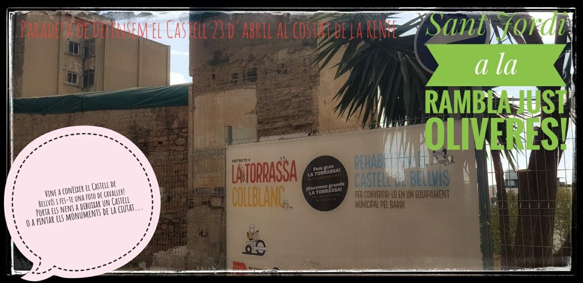 Vine a conèixer el Castell de Bellvís de La Torrassa de L’Hospitalet de Llobregat. Paradeta de Sant Jordi a la Rambla Just Oliveres #SantJordi #PatrimoniLH #CastellBellvís