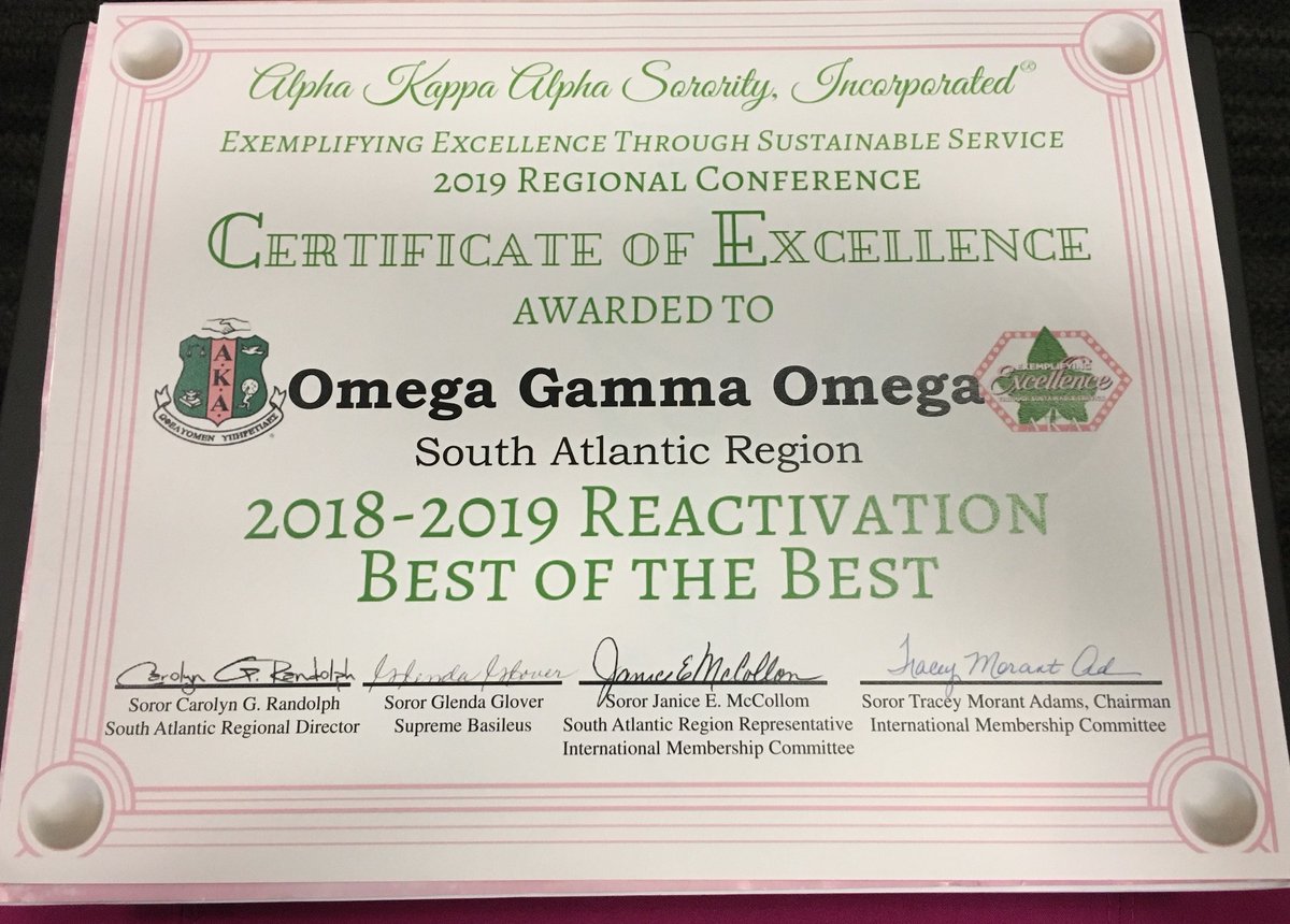 Best of the Best 2018-2019 Reactivation Award
#AKA1908 #AKAOGO #AKASARC66 #ExcellencePersonified