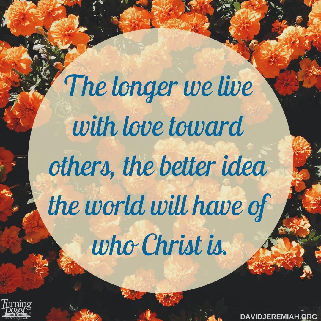 davidjeremiah's tweet photo. When we demonstrate Christlike, unconditional love—especially to those who don’t know Jesus personally—we are telling the world to whom we belong. The longer we live with love toward others, the better idea the world will have of who Christ is. https://t.co/BTONhZSxvc