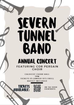 Don't forget to book tickets to our upcoming concert conducted by Gav and featuring the Cor Persain choir!

You can scan the QR Code on our poster or follow the link below to Eventbrite!

eventbrite.com/e/severn-tunne…

#Localevents #music #brassbanding #concert #supportlocal