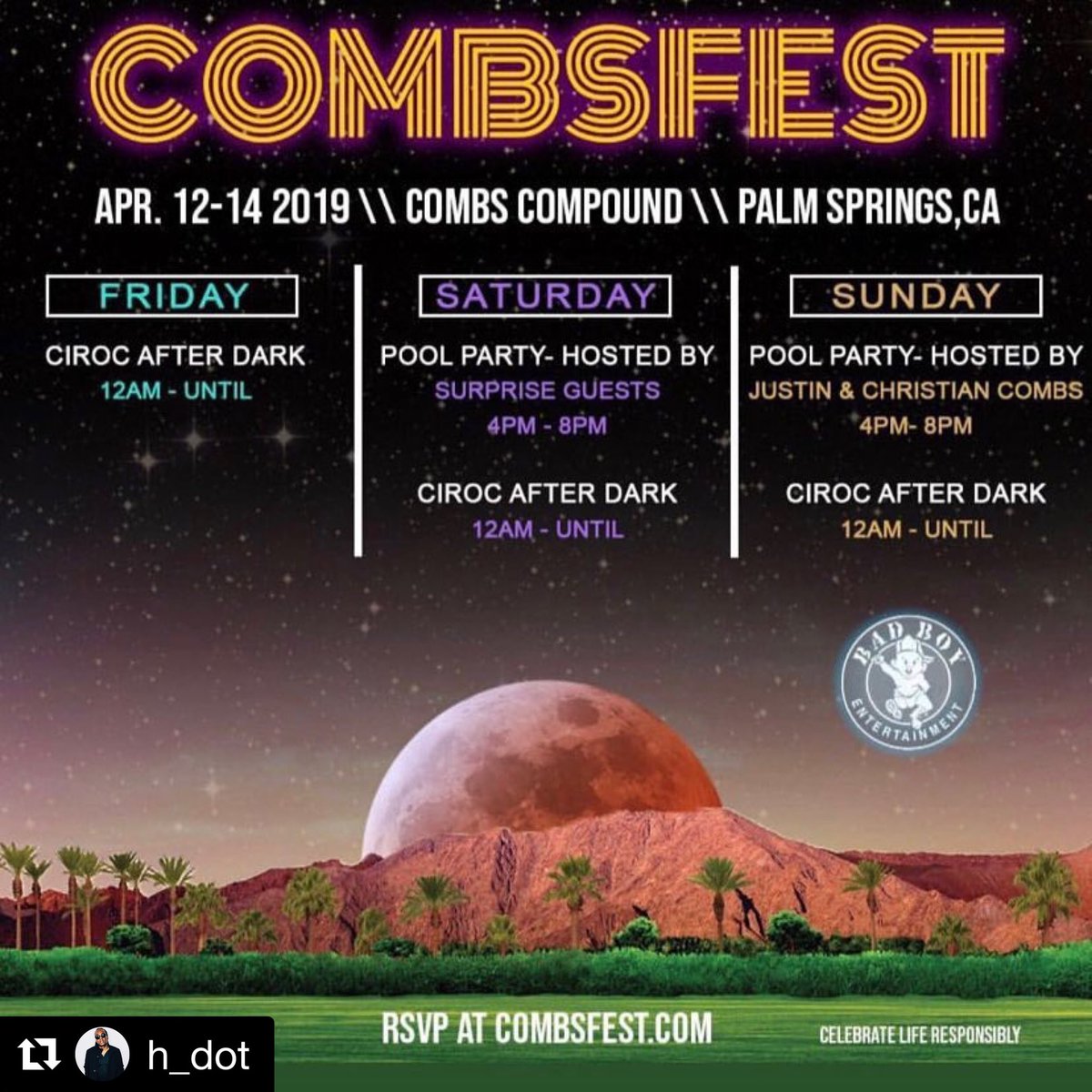 afreeworld's tweet photo. Itβs a wrap on #combsfest #Coachella2019 https://t.co/qC6RBYjpC6