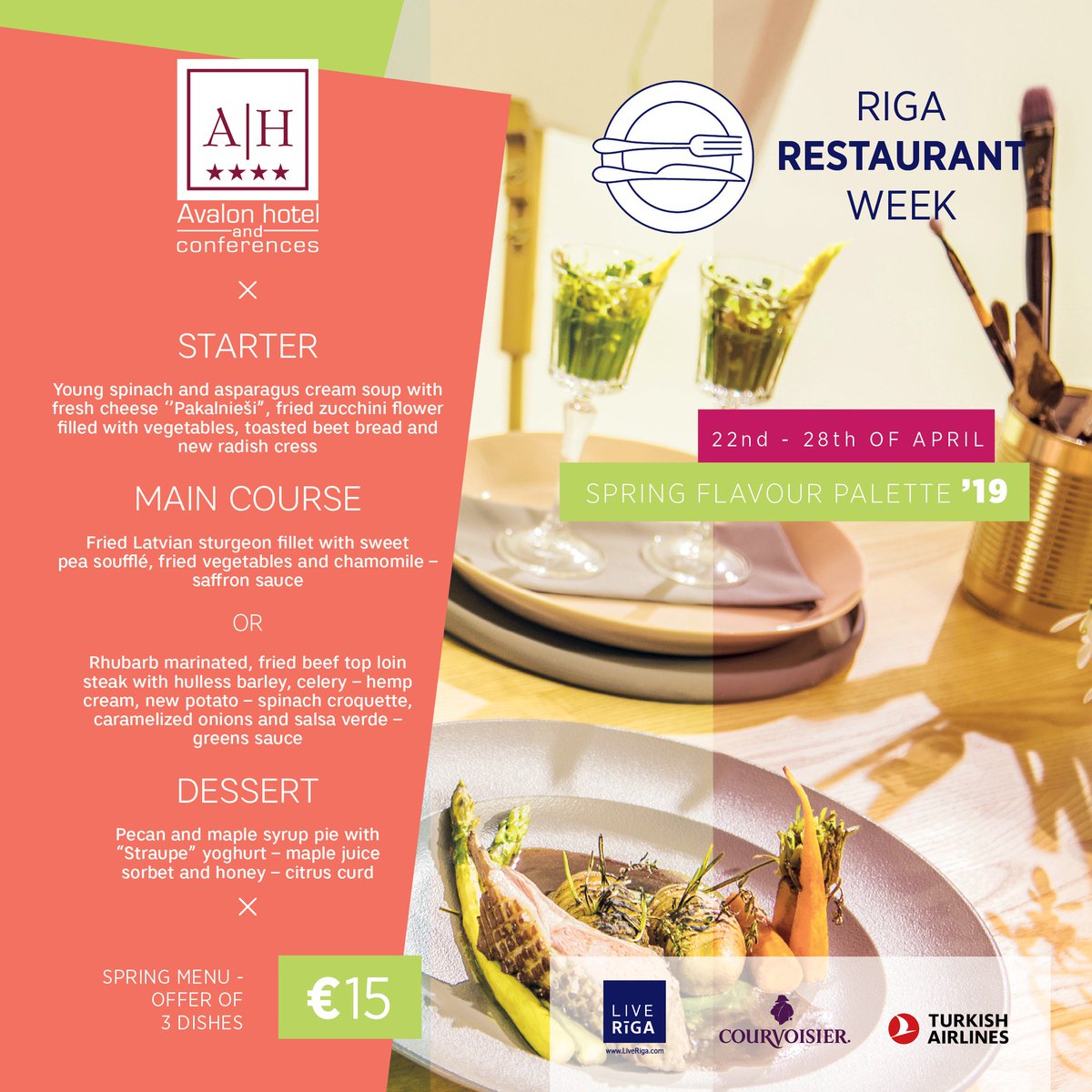 Don't miss a great opportunity!
3 courses only EUR 15.00
Table reservation:
📞26648598; 67876530; 67169999
📧 restaurant@hotelavalon.eu