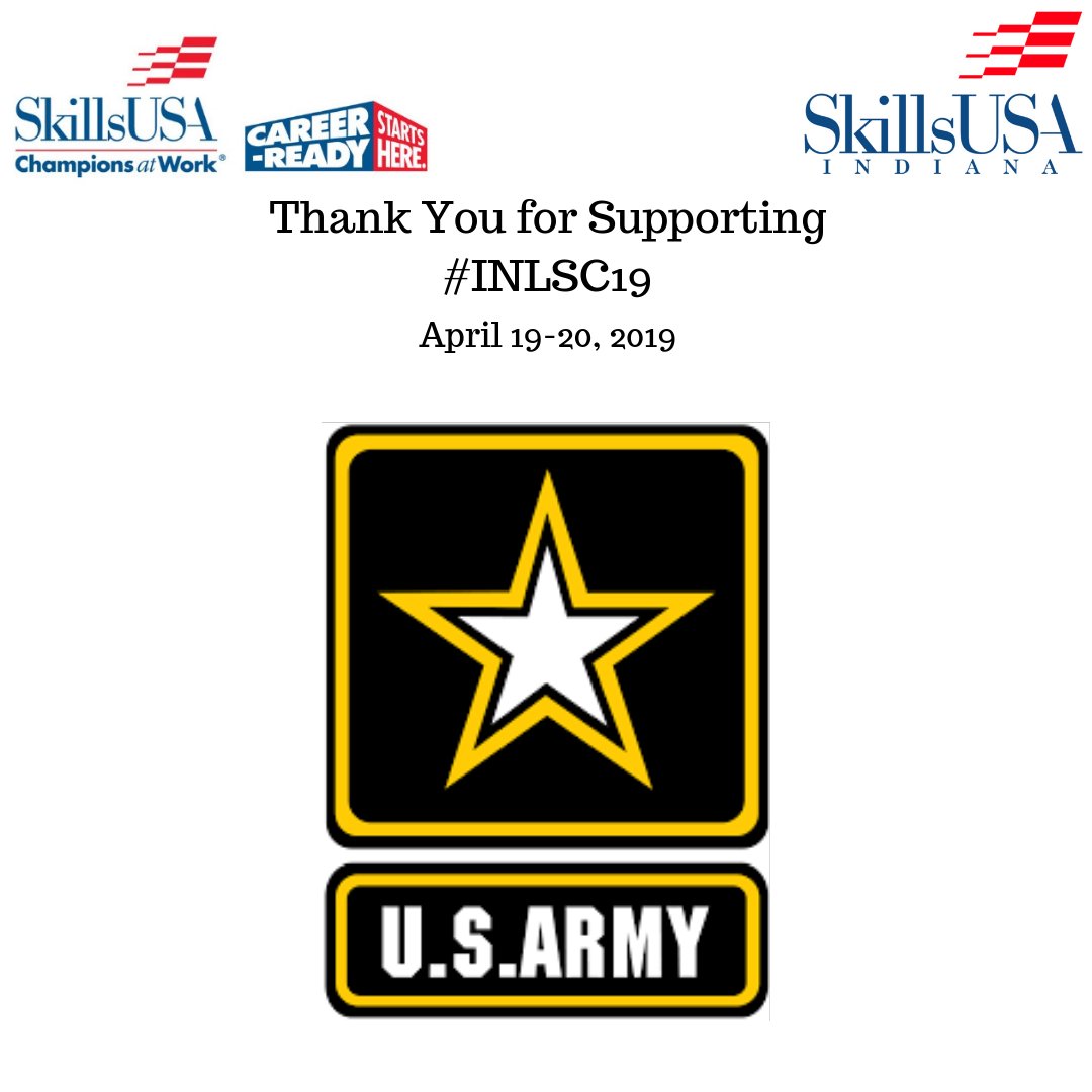 Thank you <a href="/USarmy/">U.S. Army</a> <a href="/USArmy/">U.S. Army</a> for partnering with us for this year's state conference!

#skillsusa #INLSC19 #Indiana #Hoosier #skillsusa #skillsusaindiana #cte #youth #students #championsatwork  #INLSC19 #votechworks  #usarmy #usarmyrecruiter