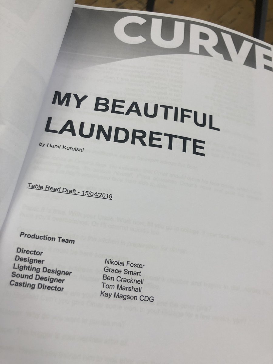 Fresh from this afternoon’s announcement of our new co-production of My Beautiful Launderette, we’ve popped over to <a href="/CurveLeicester/">Curve</a> for the read-through. Looking forward to revisiting this groundbreaking story.