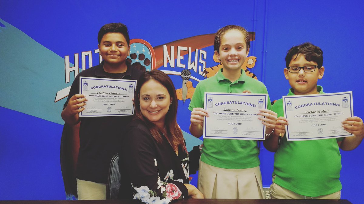 KendaleElem's tweet photo. Congratulations to Cristian Cabrera, Sabrina Nunez and Victor Molina for being nominated for Do The Right Thing! #DTRTmiami https://t.co/HJxrSfpvBf